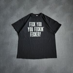 Y2K Feck You Funny Graphic Black Shirt Large